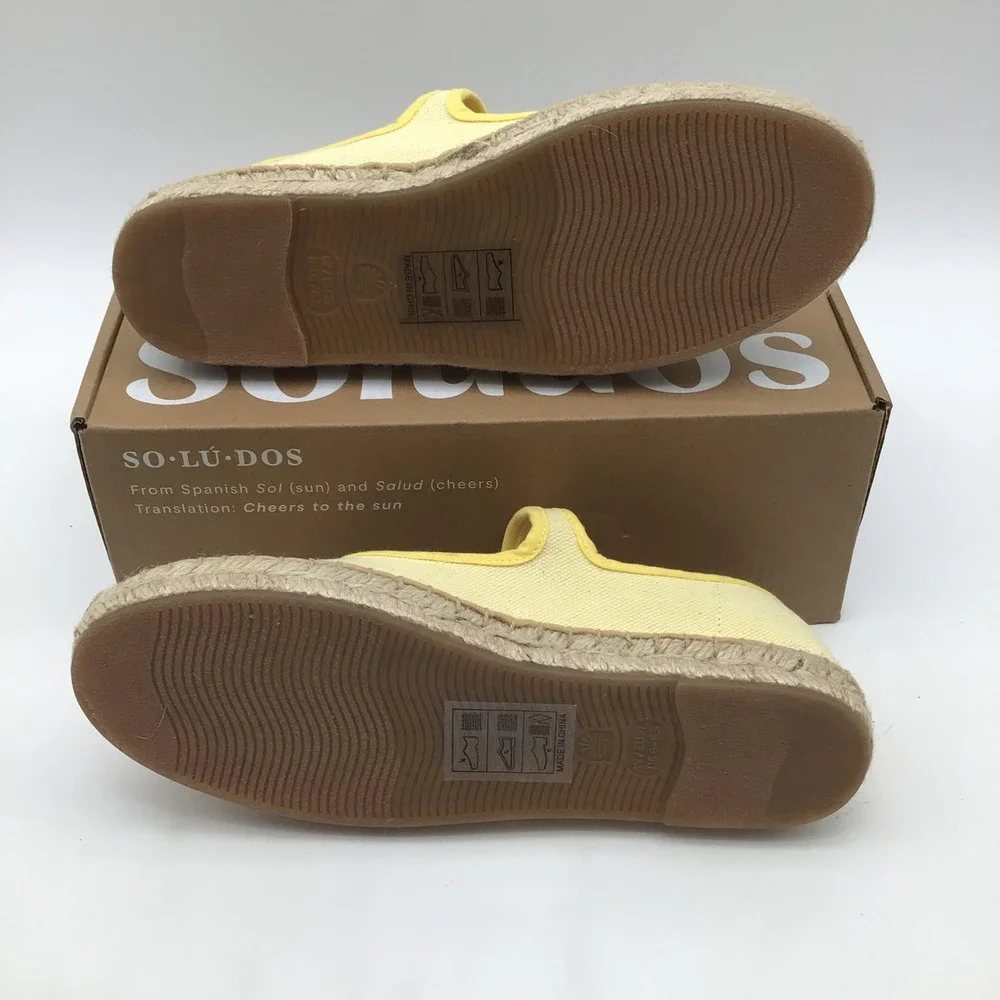 Soludos Womens Mary Jane Espadrilles Butter Yellow Canvas Flats Size 6 - 6.5 NEW
